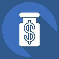 Icon Money Jar. related to Savings symbol. long shadow style. design editable vector
