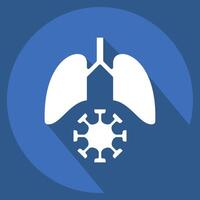 Icon Lung Cancer. related to Smoking symbol. long shadow style. design editable vector