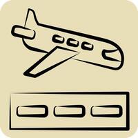 Icon Landing. related to Travel symbol. hand drawn style. design editable vector