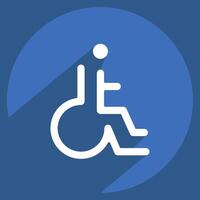 Icon Disabled. related to Parking symbol. long shadow style. design editable vector