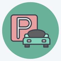 Icon Parking. related to Parking symbol. color mate style. design editable vector