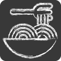 Icon Spagheti. related to Restaurant symbol. chalk Style. design editable vector