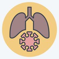 Icon Lung Cancer. related to Smoking symbol. color mate style. design editable vector