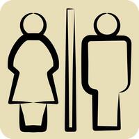 Icon Toilet. related to Restaurant symbol. hand drawn style. design editable vector