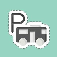 Sticker line cut Bus Parking. related to Parking symbol. design editable vector
