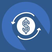 Icon Automatic Savings. related to Savings symbol. long shadow style. design editable vector
