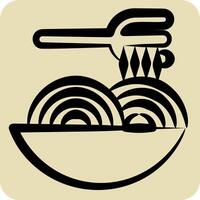 Icon Spagheti. related to Restaurant symbol. hand drawn style. design editable vector