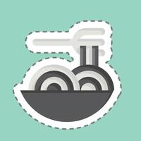Sticker line cut Spagheti. related to Restaurant symbol. design editable vector