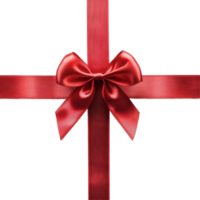 A beautifully tied red gift ribbon with a bow against a clean transparent background perfect for festive occasions, Red Gift Ribbon with Bow on transparent background png