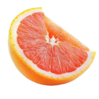 Juicy half pink grapefruit with a fresh slice resting on a clean transparent background perfect for healthy recipes, half pink orange or grapefruit with slice on transparent background png