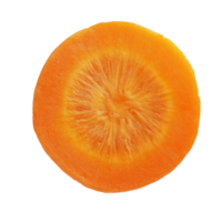 A fresh carrot slice isolated on a transparent background showcasing vibrant color and texture details, Carrot slice top view isolated on transparent background png