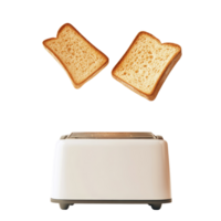 Golden brown toast rising from a vintage toaster in a cozy kitchen setting with a light background, Roasted toast bread popping up of vintage toaster on a transparent backgroun. png