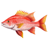 Red snapper fish displayed against a clean transparent background for culinary and artistic purposes, red snapper fish isolated on transparent background png
