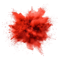 Vibrant red color powder explosion on a transparent background, creating a striking visual effect and artistic flare, red color powder explosion isolated on transparent background png