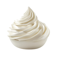 A delightful whipped cream swirl sitting elegantly in a transparent bowl against a pristine background, Delicious Whipped Cream Swirl isolated on transparent background png