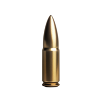 Single brass bullet isolated on a transparent background for design showcase, bullet isolated on transparent background png