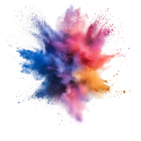 Colorful powder explosions create a vibrant display against a transparent background, showcasing an artistic burst of colors inspired by Colorful Powder Explosions on transparent background png