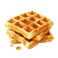 Delicious waffles with syrup stacked on a transparent background for a tempting breakfast treat, Waffles isolated on transparent background png
