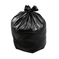 Black garbage bag on a transparent background ready for disposal and recycling in a clean environment, garbage bag isolated transparent background png
