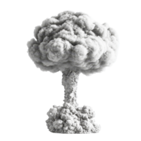 Nuclear explosion with towering mushroom cloud released into the atmosphere during a historic test, Nuclear explosion and mushroom cloud isolated on transparent background png