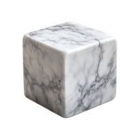 Elegant Carrara marble cube on a pristine transparent background showcasing its natural beauty and texture, carrara marble cube isolated on transparent background png