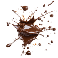 Rico chocolate chapoteo crea un vívido contraste en contra un brillante transparente fondo, evocando delicia y indulgencia en postre efectos visuales, chocolate chapoteo en transparente antecedentes png