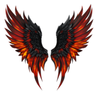 Dramatic demon wings showcasing fiery red accents on a pristine transparent background, Demon Wings with Fiery Red Accents on transparent background png