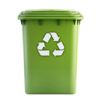 Green trash can with a transparent recycling symbol, perfect for promoting eco friendly waste management practices, square green trash can transparent recycle symbol pattern isolated on transparent background png