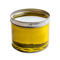Premium olive oil in a sealed can, perfect for cooking and dressing salads, isolated on a clean transparent background, olive oil in can isolated png