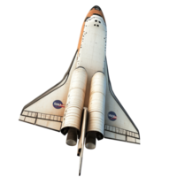 Detailed view of a space shuttle against a transparent background showcasing its launch features and design, Space shuttle transparent background png