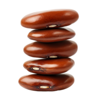 Stacked adzuki beans in symmetrical arrangement showcasing their glossy texture and rich color, Stacked adzuki beans isolated png