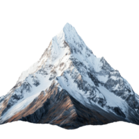 A majestic mountain rises prominently against an isolated background showcasing its snow capped peaks and rugged terrain, Mountain on isolated background png