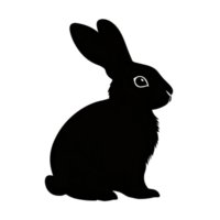 Black silhouette of a rabbit positioned on a transparent colored background at sundown, black silhouette of a rabbit png