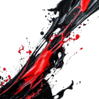 Dynamic black and red paint splashes create an energetic abstract composition on a transparent background, Dynamic Black and Red Paint Splashes on transparent background png