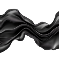 Elegant black fabric waves gracefully undulate against a pristine transparent background creating a striking visual contrast, Elegant Black Fabric Waves on transparent background png