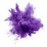 Purple powder explosion vividly isolated on transparent background showcasing dynamic motion and texture, purple powder pulver explosion isolated on transparent background png