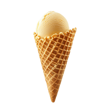 unico angolo di un vuoto cialda ghiaccio crema cono con un' notizia in anticipo di vaniglia ghiaccio crema nel un' luminosa ambientazione, diverso angolo di vuoto cialda ghiaccio crema cono isolato su trasparente sfondo png