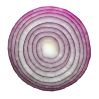Freshly sliced onion revealing its vibrant purple layers against a transparent background, perfect for culinary use, sliced onion on transparent background png