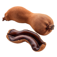 Velvet tamarind fruit rests on a transparent background, showcasing its unique shape and texture, Velvet tamarind fruit on transparent background png