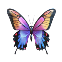 A vibrant butterfly with intricate patterns resting on a transparent background in natural light, 3D Butterfly on transparent background png
