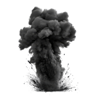 Black paint splash explosion creating a dramatic smoke cloud against a transparent background, Black paint splash explosion smoke cloud isolated on transparent background png