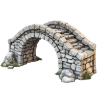 Medieval stone bridge with arched design and steps against a transparent background, Medieval Stone Bridge transparent background png