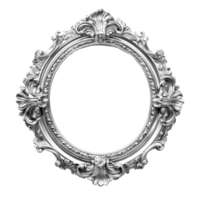 A vintage silver frame rests elegantly against a pristine transparent background, ideal for displaying cherished memories, Vintage silver frame on transparent background png