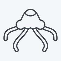 Icon Jelly Fish. related to Summer symbol. line style. design editable vector