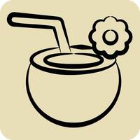 Icon Coconut. related to Summer symbol. hand drawn style. design editable vector