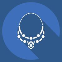 Icon Necklace. related to Summer symbol. long shadow style. design editable vector