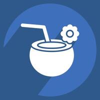 Icon Coconut. related to Summer symbol. long shadow style. design editable vector