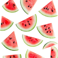 Freshly sliced watermelon pieces arranged on a bright transparent background for a summer treat presentation, Sliced of watermelon on transparent background png
