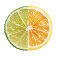 Bright and fresh lemon and lime slices arranged symmetrically against a clean transparent background, lemon and lime slice isolated on transparent background png