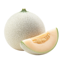 Fresh transparent cantaloupe melon displayed on a clean transparent background, showcasing its unique texture and coloration, transparent cantaloupe melon on transparent background png